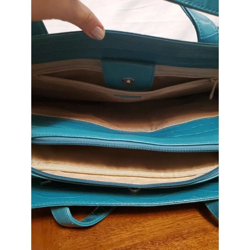 Buxton Turquoise Genuine Leather Reno Laptop Business Woman Travel Tote Large